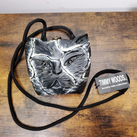 Timmy Woods Handbags - Timmy Woods Black and Silver Cat Bag